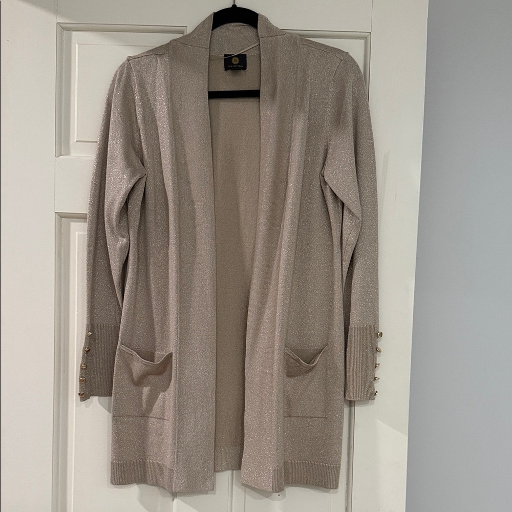 JM Collection Shimmering Beige Cardigan